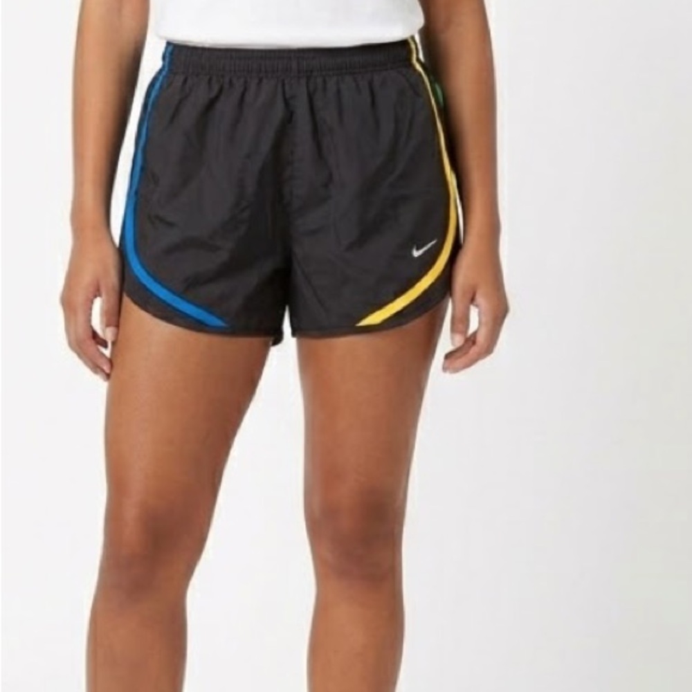 Nike Black Running Shorts with Blue and Yellow Piping